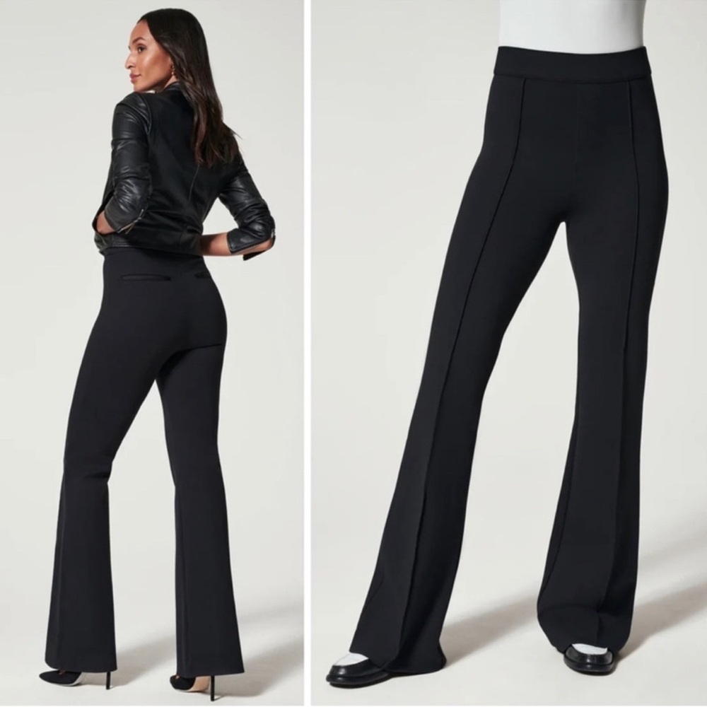 Spanx The‎ Perfect Pant Hi-Rise Flare Black Size Large Stretchy Pull On